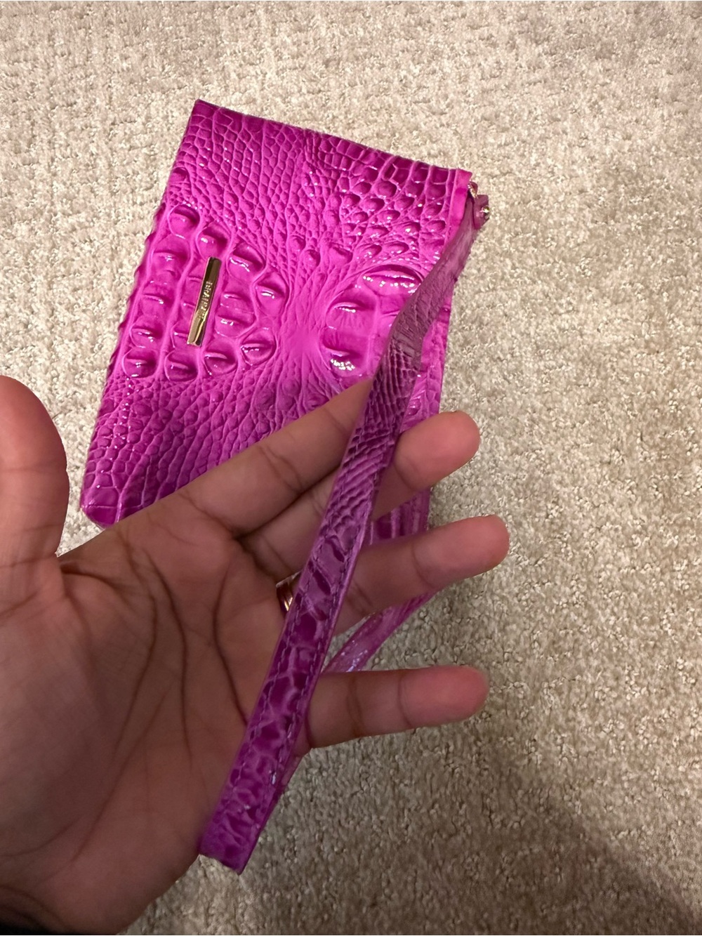 Brahmin Fuchsia Croc-Embossed Shoulder Bag - Women - Picture 4 of 5